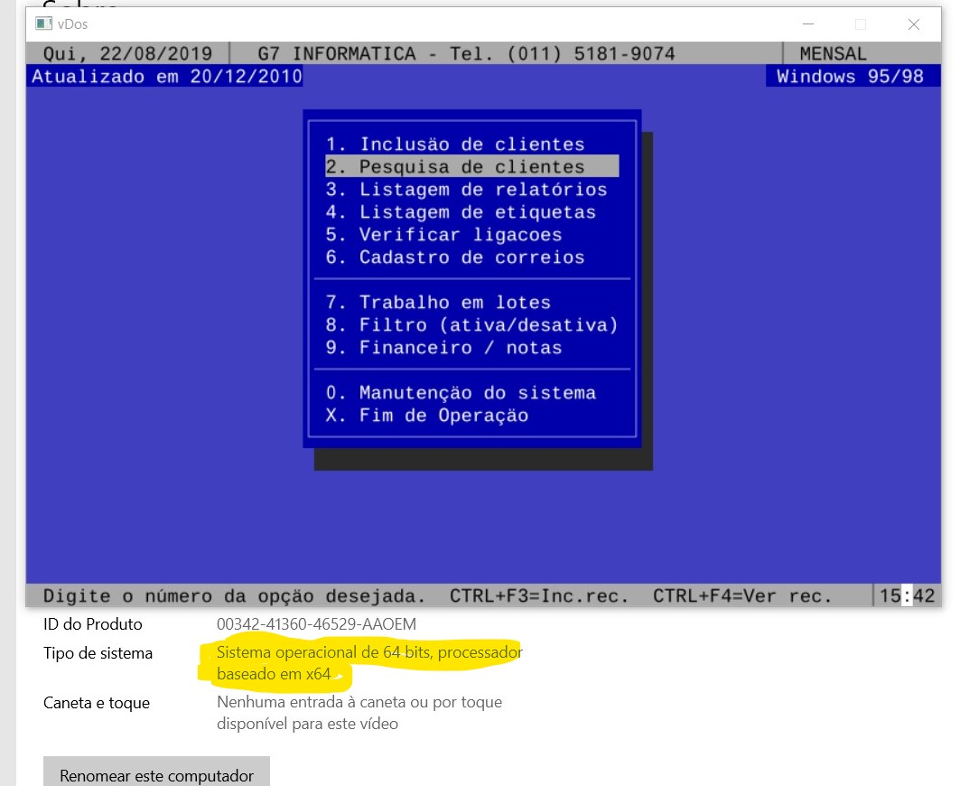 Como rodar programas MS-DOS em Windows 64 bits usando o vDOS - G7  Informática